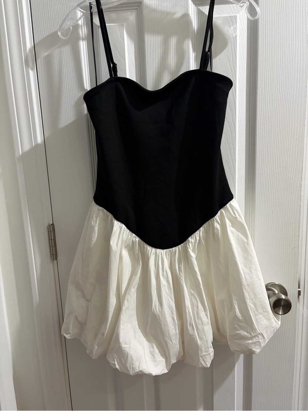 Two-Tone Black & White Spaghetti Strap Mini Dress